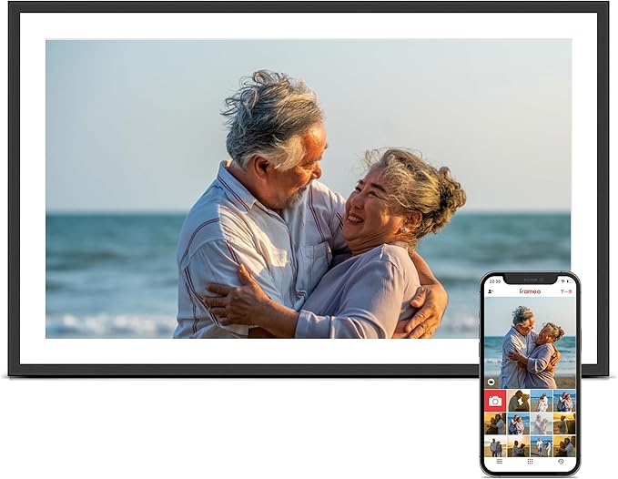 Digital Picture Frame, Frameo 15.6 Inch Large Digital Photo Frame WiFi, 1920 * 1080 IPS FHD Touch Screen, 32GB, Tabletop&Wall-Mounted, Electronic Photo Frame, Share Video, Birthday, Wedding, for Mom
