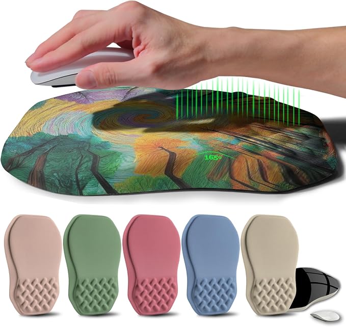 Ergonomic Raised Mouse Pad Wrist Support with Bilateral Slope Memory Foam Mousepad for Wrist Rest and Carpal Tunnel Pain Relief 11.8x7.9〃Fantasy Forest Realm