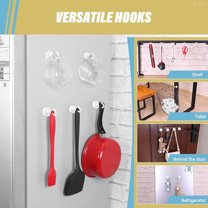 Neosmuk Magnetic Hooks, Heavy Duty 40lb+ Strong Magnet Hook for Cruise Cabins, Cruise Essentials 2026 for Hanging, Metal Wall Refrigerator Hangers (White, 10 Pack)