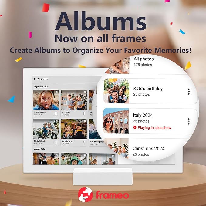 FRAMEO 10.1 Inch WiFi Digital Photo Frame,1280x800 HD IPS LCD Touch Screen,Auto-Rotate Portrait and Landscape,32GB Storage,Share Moments Instantly via Frameo App from Anywhere