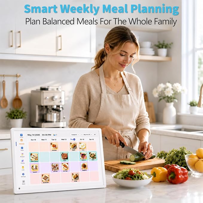 10 inch Digital Calendar Digital Picture Frame Electronic Calendar – Interactive Smart Family Planner, No Subscription, Chore Chart, Meal Planner, Star Reward, Sync Cal Via App, Gift for Mom Dad