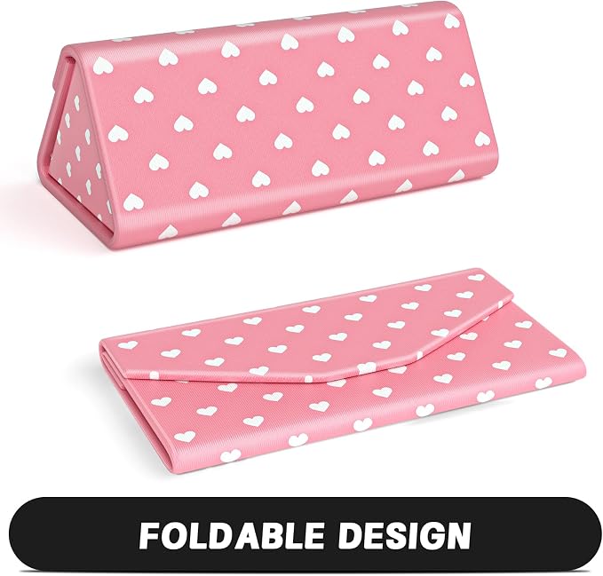Sunglasses Case, Foldable Glasses Case, Magnetic PU Leather Hard Shell Folding Eyeglass Holder Box, Collapsible Unisex