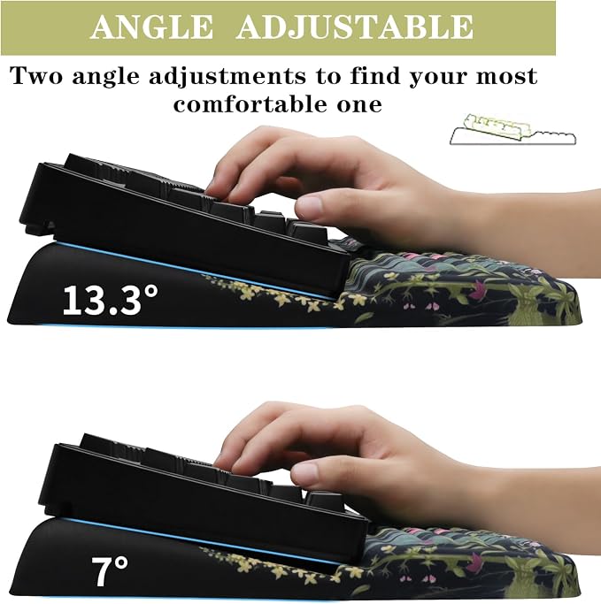 Ergonomic Keyboard Stand with Wrist Rest, Computer Wrist Support Pad | Comfy Tilted Keyboard Riser Holder Wrist Pad for Pain Relief, Soft Memory Foam Desk Cushion for Office Home