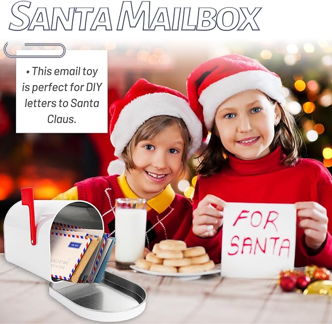 Mini Mailbox,6 x 4 Inch Small White Tin Mailboxe,Present Mail Box Decor,Outdoor Indoor,Role Playing,Mail House