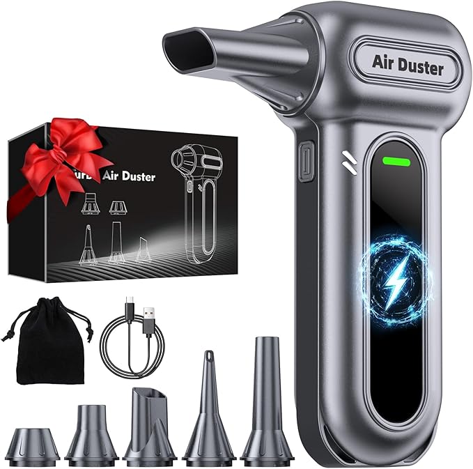 Electric Air Duster Cleaning Tools -180000RPM Super Power Cordless Air Duster, Rechargeable Brushless Motor Durable Blower, 4-Gear Adjustable Dust Blower for Computer, Keyboard and Car