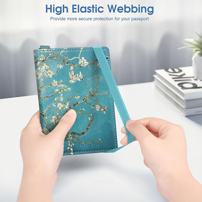 FINTIE Passport Holder with Airtag Holder, Slim Travel Wallet | RFID Blocking Passport Cover Protector Essentials with Credit Card Slots, Women/Men