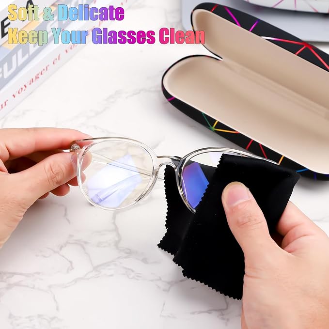3 Piece Eyeglasses Case，Hard Shell Glasses Case Protective Case with Cleaning Cloth Reading Glasses Case