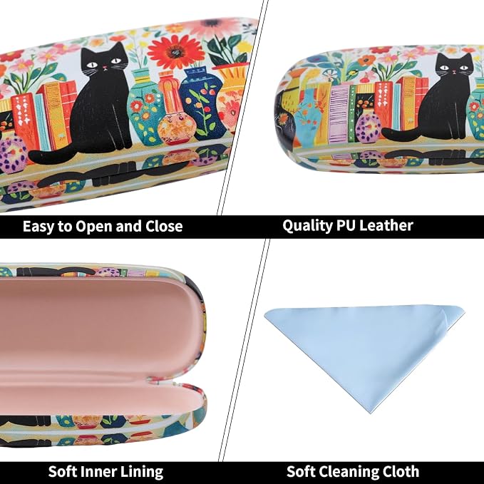 PERFECTSIGHT Hard Shell Eyeglasses Case, Kawaii Protective Glasses Case for Kids, Cute Eyeglass Case for Women Men Girls