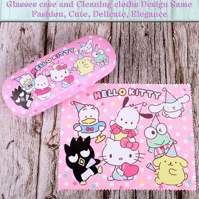 ADBGV Cute Stylish Hard Shell Eyeglasses Cases Protective Case Storage Box With Glasses Cloth Eyeglass Strap for Girl Teen