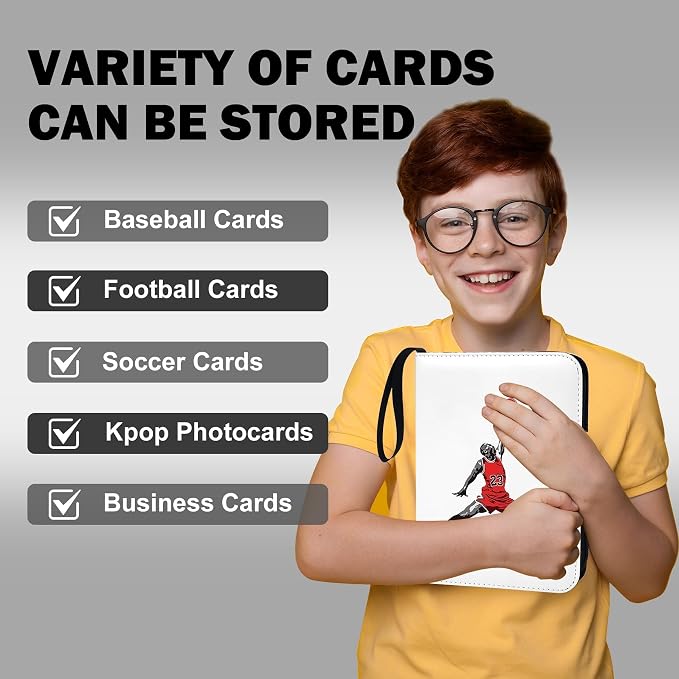 Custom Card Binder 400 Pocket, DIY Anime Sports Cover Design, Portable Waterproof Storage Album with Removable Sleeves for Baseball Football Soccer One Piece Cards Collectors