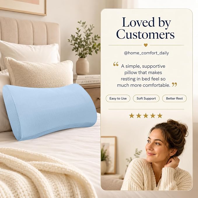 Lumbar Support Pillow for Bed Relief Back Pain: Lower Back Pillow for Sleeping - Memory Foam Waist Pillow - Back Wedge Bolster Pillow for Side, Back&Stomach Sleepers - Bed Rest Pillow for Car, Sofa