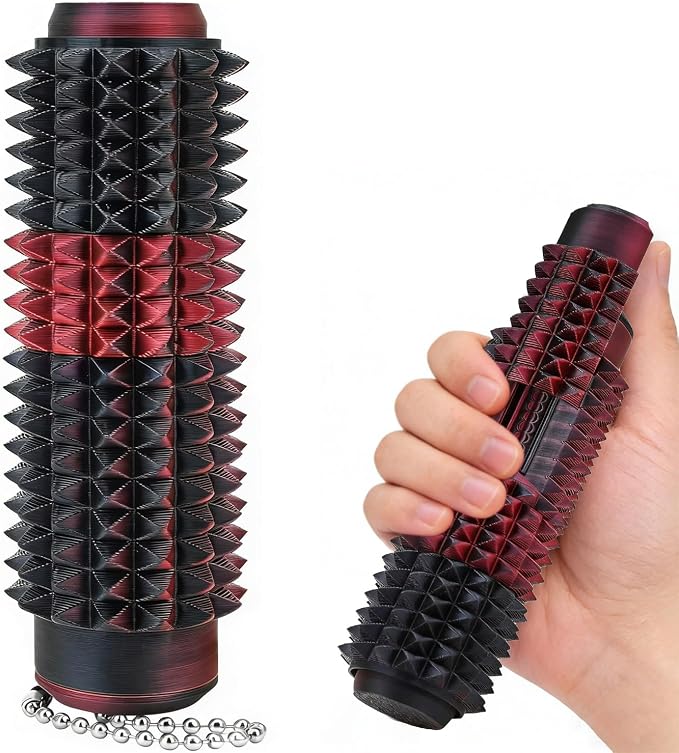 5 in 1 Little Ouchies Fidget Toys Adults, Pain Stim Fidgets with Button Clicks Spinners, Anxiety Relief Sensory Toys,Portable Stress Relief Spiky Fidget Keychain （Red
