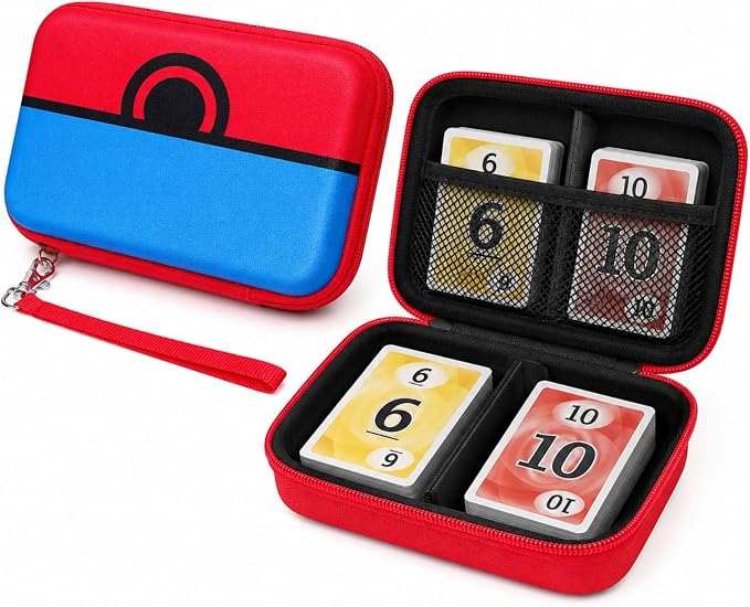 Comecase Cards Holder Case Compatible with SKYJO/for Bicycle Playing Cards/for Five Crowns/for UNO/for Phase 10 Playing Cards, Card Game Storage Organizer Holds Up to 400 Cards - Red(Box Only)
