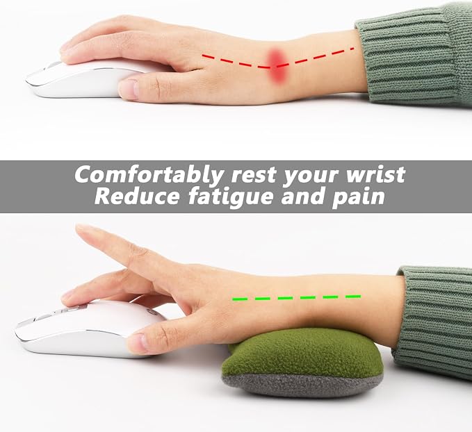 Large Mouse Wrist Rest Bean Bag, Ergonomic Mouse Support Pad Filled Ergo Beads for Computer, Laptop, PC Gaming (Green)