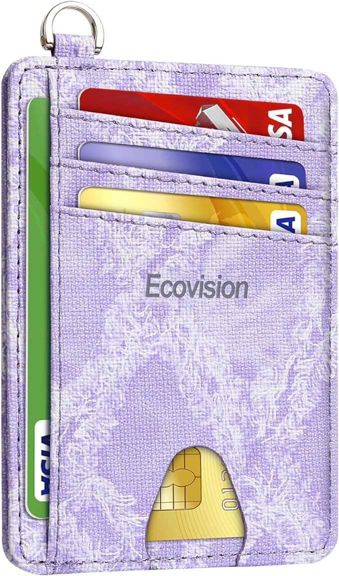 Slim Minimalist Front Pocket Wallet, RFID Blocking Credit Card Holder Wallet with Detachable D-Shackle for Men Women