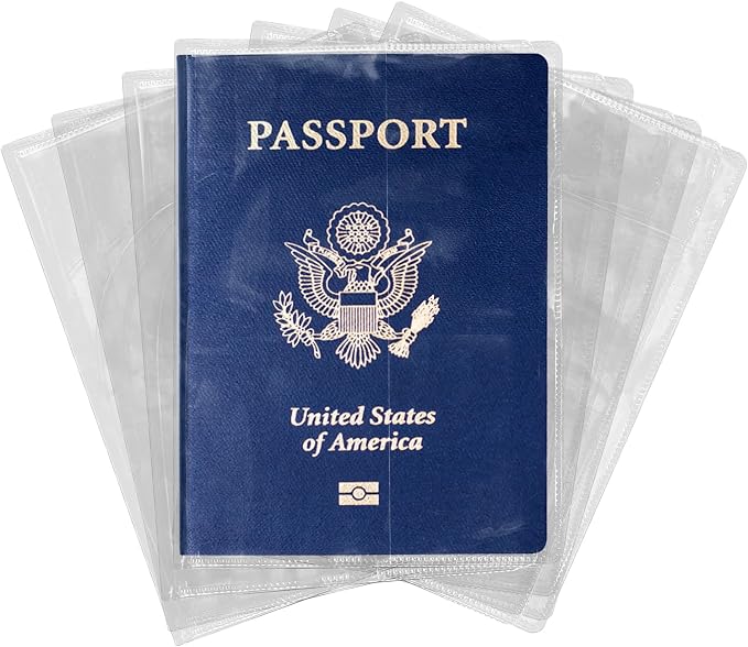 7 Pcs Clear Passport Protector Holder Passport Cover Vinyl ID Protector | Waterproof, Plastic, For Travel Document Credit Card