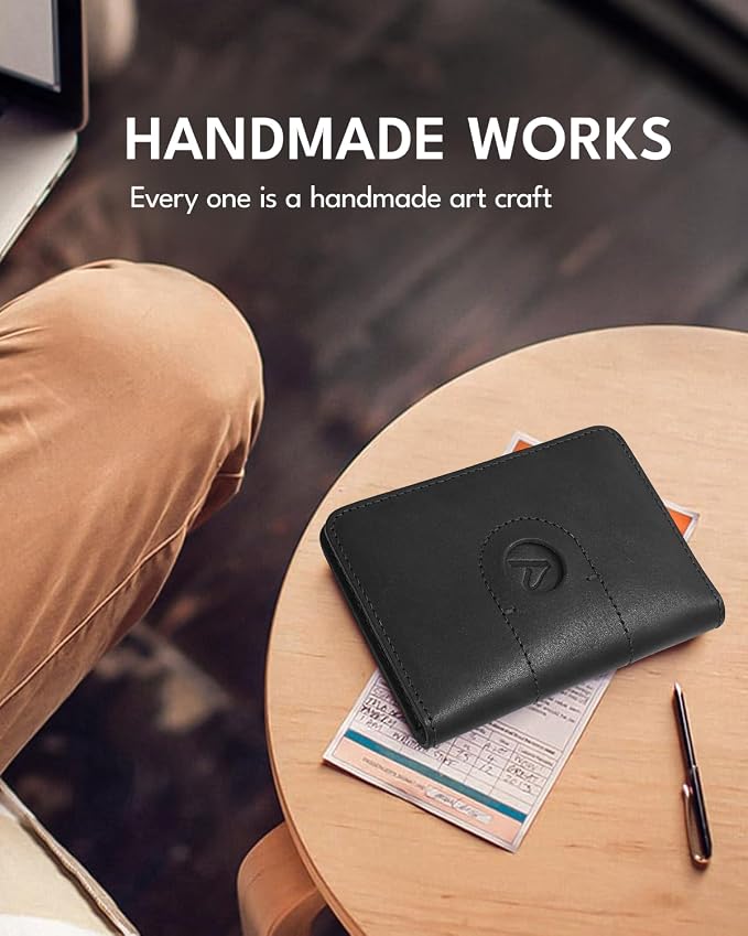 ALLIVE Passport Holder for Travel, Genuine Leather Passport Holder with AirTag Slot for Women and Men, Passport Cover Wallet for Travel Must-Haves, Airport Essentials, Travel Gifts, Black
