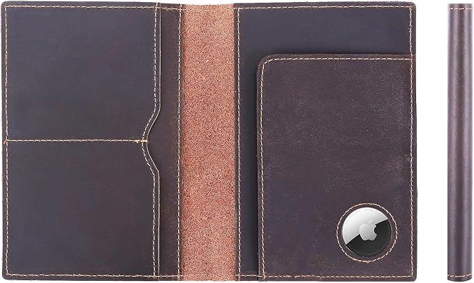STAR VISTA Albatross Leather Travel Passport Holder, Minimalist Design, Full Grain Leather Case for Women and Men - Slim Passport Wallet, Bifold, RFID Blocking, with AirTag Holder, Dark Chocolate