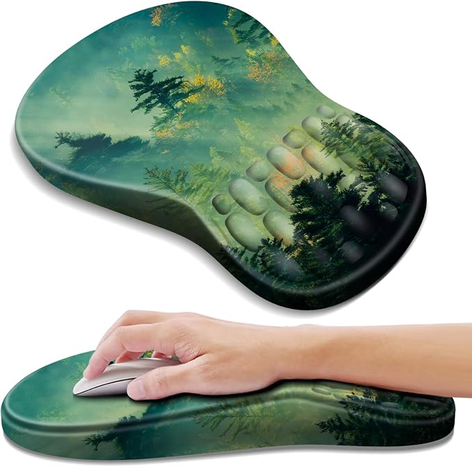 YIWEI Ergonomic Mouse Pad with Wrist Rest for Carpal Tunnel Pain Relief | Memory Foam Wrist Support,Non-Slip Rubber Base, Keyboard Computer Mousepad,Lycra Cloth Surface,Gaming Home Office