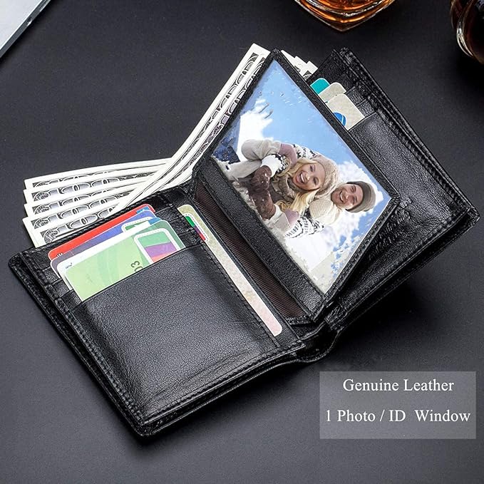 BULLCAPTAIN Large Capacity Genuine Leather Wallet for Men QB-027 | Bifold Wallet,RFID Blocking,Credit Card Holder,15 Card Slots,Special Expandable Design,gift choice