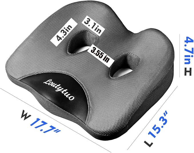 LOUTYTUO Seat Cushion Pillow,100% Memory Foam and Washable Cover,for Office Chair,Car Seat and Wheelchair,Tailbone & Sciatica & Back Pain Relief