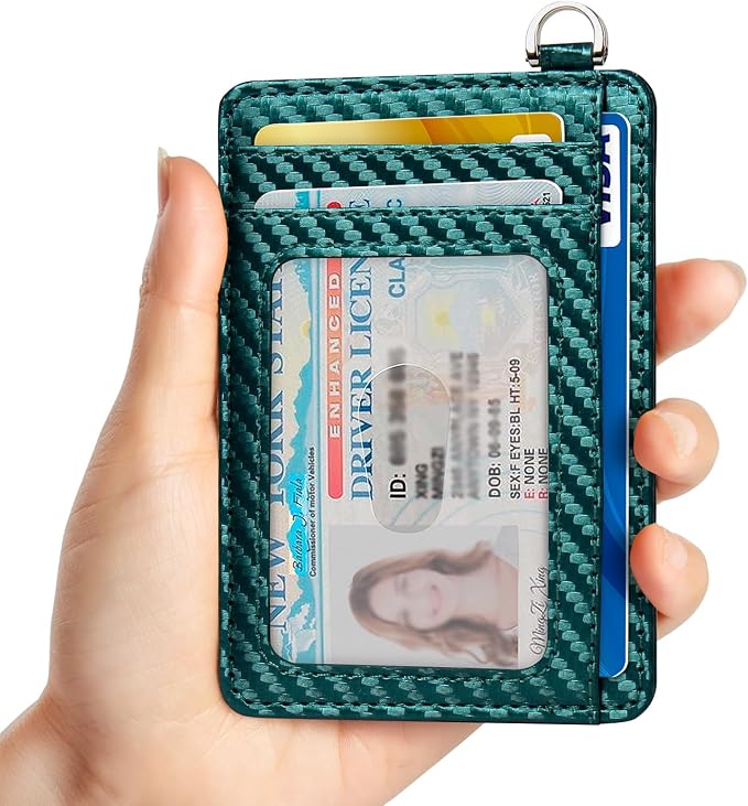 Slim Minimalist Front Pocket Wallet, RFID Blocking Credit Card Holder Wallet with Detachable D-Shackle for Men Women