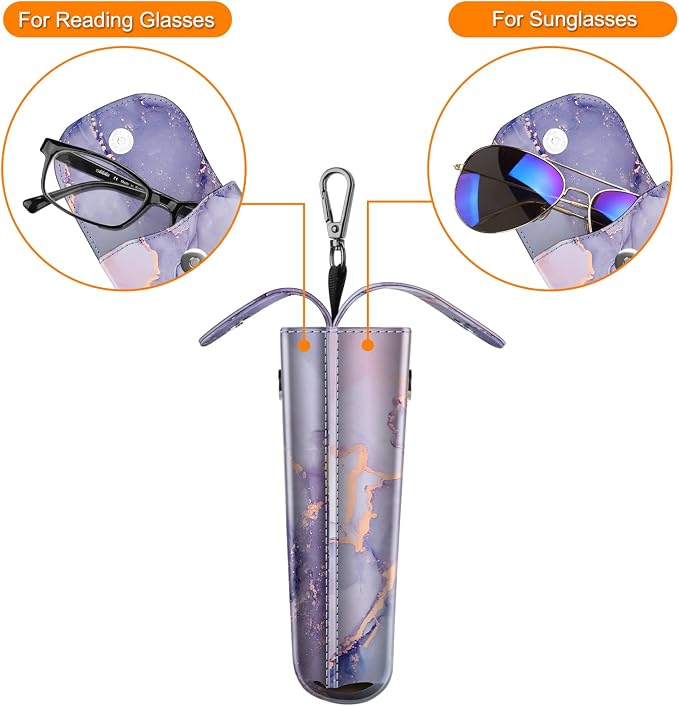 FINTIE Double Glasses Case with Carabiner Hook, Portable Vegan Leather Eyeglass Case Anti-scratch Sunglasses Pouch