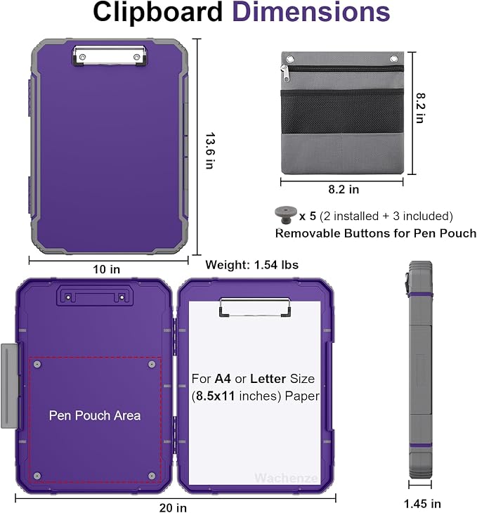 Thicker Clipboard with Storage, Internal Pen Pouch Included, A4 / Letter Size, Toughest Construction Clipboard with Waterproof, Heavy Duty Clip Boards 8.5x11 with High Capacity for Office