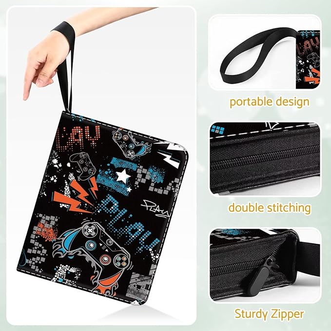 Card Binder Holder 480 Pockets with 60 Removable Sleeves, Portable Game/Sports Trading Cards Binder Album Collector Organizer Protectors with Zipper,Waterproof