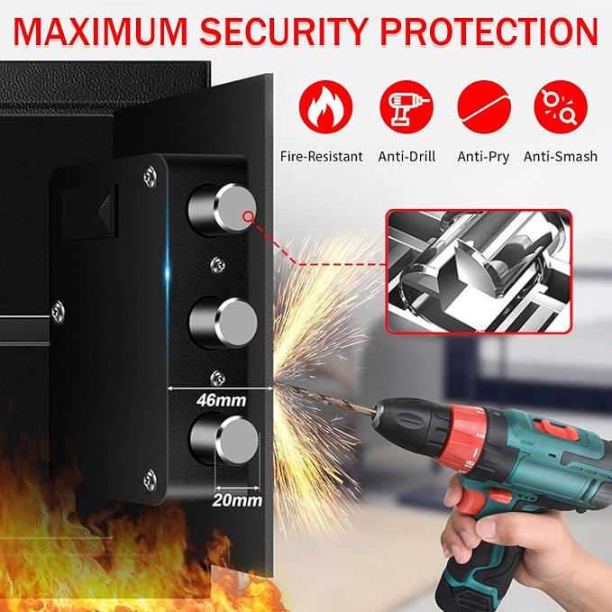 6.1 Cuft Heavy Duty Fire Security Home Safe Box, Large Floor Safe with Digital Keypad & Key Lock, Fire Proof Safes for Home with Three Removable Shelf, Anti-theft Tall Safes for Money, Cash, Documents