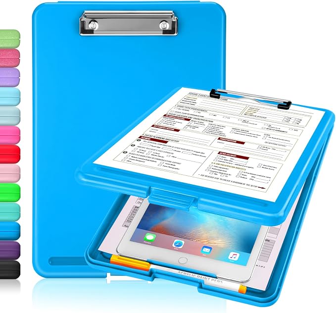 Sooez Clipboard with Storage, Plastic Nursing Clip Board, 8.5" x 11", Work | Sturdy Clipboards Foldable, Cute Hanging Clip Board Case, Teacher, Classroom Must Haves, Office School Supplies, Women & Men
