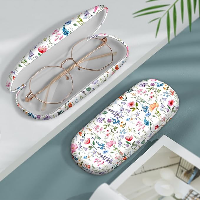 FINTIE Hard Shell Eyeglasses Case, Portable Protective Glasses Cover Eyeglass Holder Box with Cleaning Cloth for Men Women