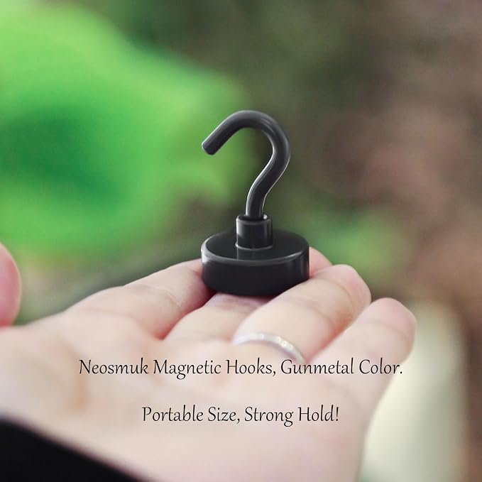Neosmuk Magnetic Hooks, Heavy Duty 40lb+ Strong Magnet Hook for Cruise Cabins, Cruise Essentials 2026 for Hanging, Metal Wall Refrigerator Hangers (Grey, 10 Pack)