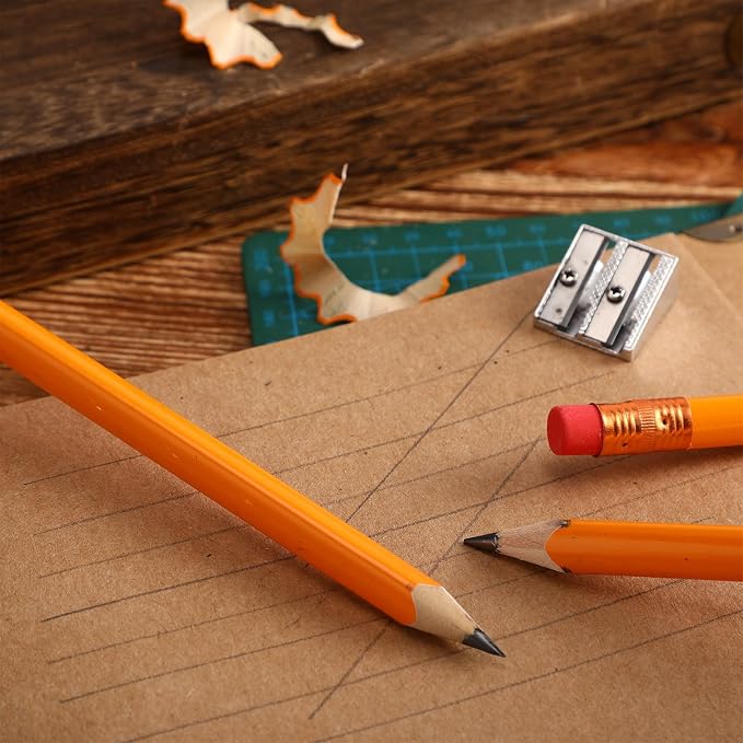 Fainne 96 Pcs Jumbo Pencil with Black Core Cedar Wooden Pencil with Eraser for Carpenters Students Teachers School Construction Woodworkers Beginners Office Workers(Orange,Triangle)