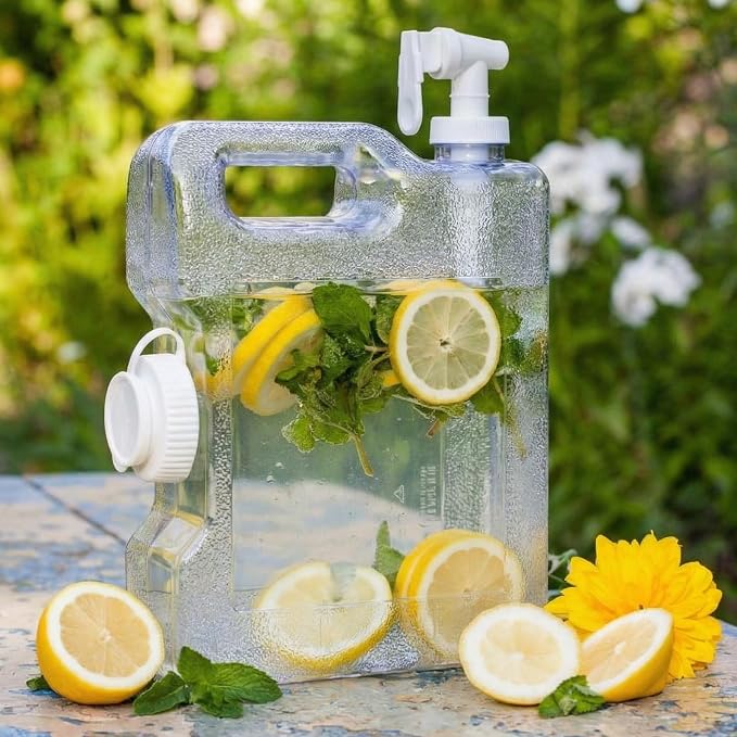 Funnymoom 6 Pcs Drink Water Dispenser for Fridge 0.8 Gallon Beverage Dispenser with Spigot Plastic Reusable Refrigerator Water Dispensers Waters Jug Container for Party Outdoors Camping Hiking Home
