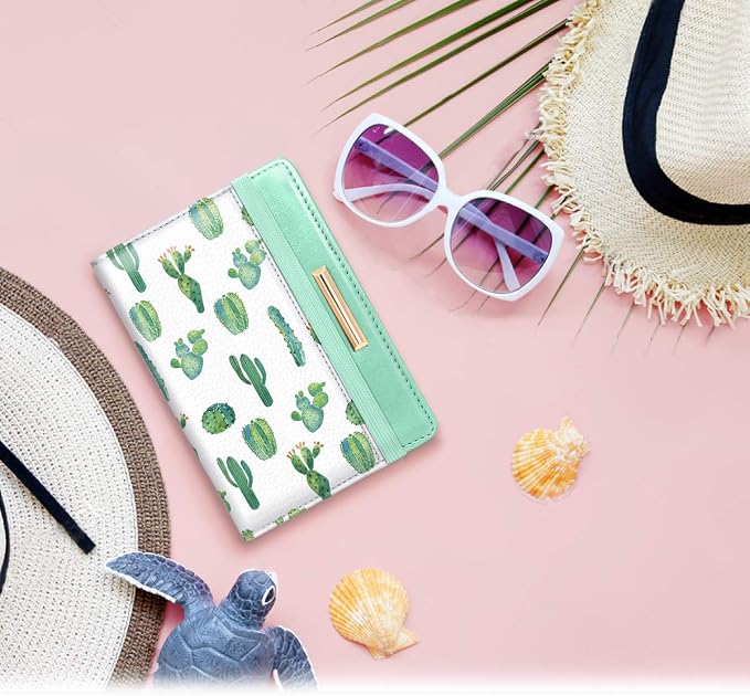 Coco Rossi Passport Holder for Travel Women Slim RFID Passport Cover Wallet | Travel Essentials, Passport Book Holders, Passport Wallet Cover Case, PU Leather, Cute, Thin, Spliced Design, Cactus