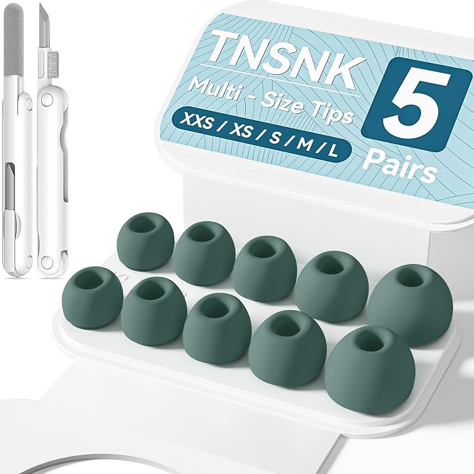 5 Pairs Replacement Ear Tips for AirPods Pro 3(White) | with Noise Reduction Hole,Built-in dust Guard Screen Silicone Ear Tips with Cleaning Pen - 5 Sizes(XXS/XS/S/M/L)