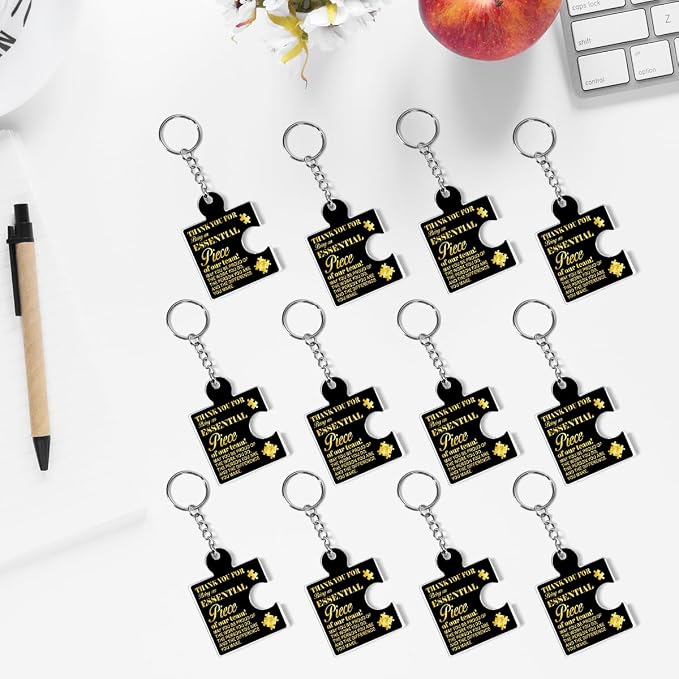Team Appreciation Gifts Bulk Thank You Keychains for Coworkers | Gift Set for Employee, Staff, Teachers, Teamwork Puzzle Piece Keyring, Acrylic