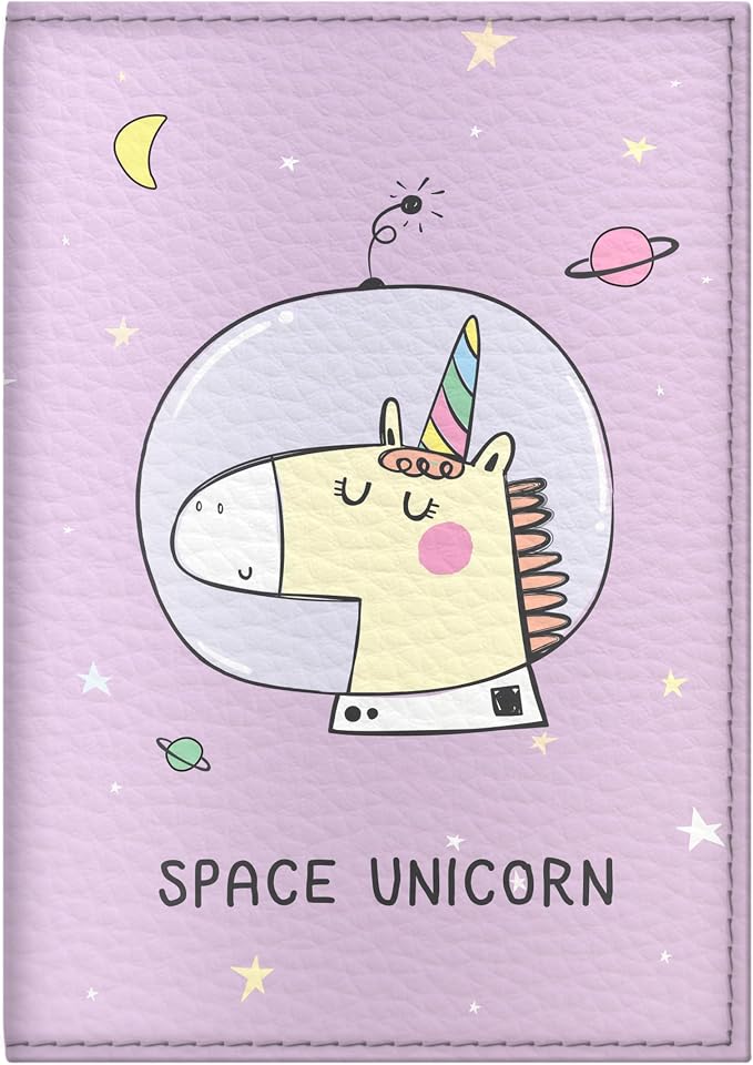 Passport Cover for Kids, Women and Men, Cute Travel Passport Holder (Space Unicorn)