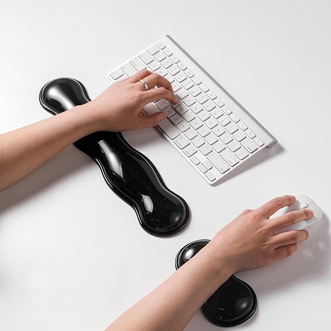 Gel Keyboard Wrist Rest Set, Clear Wrist Rest for Keyboard and Mouse, Ergonomic Keyboard Mouse Wrist Rest for Typing Pain Relief, Suitable for Office, Gaming, Computer, Laptop - Black
