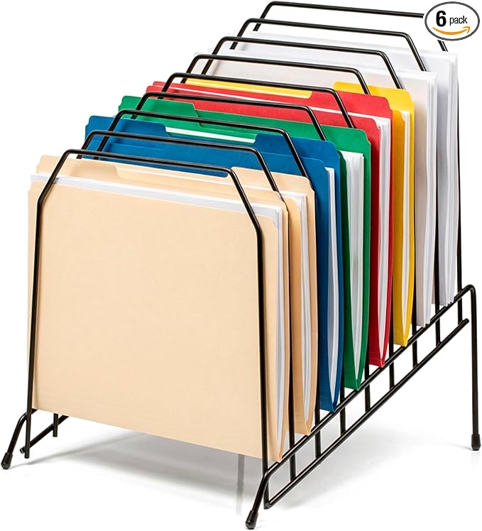 Officemate Large Incline 8 Compartment Wire Caddy, Black, 8.5 x 10.375 x 12.625 Inches (Pack of 6)