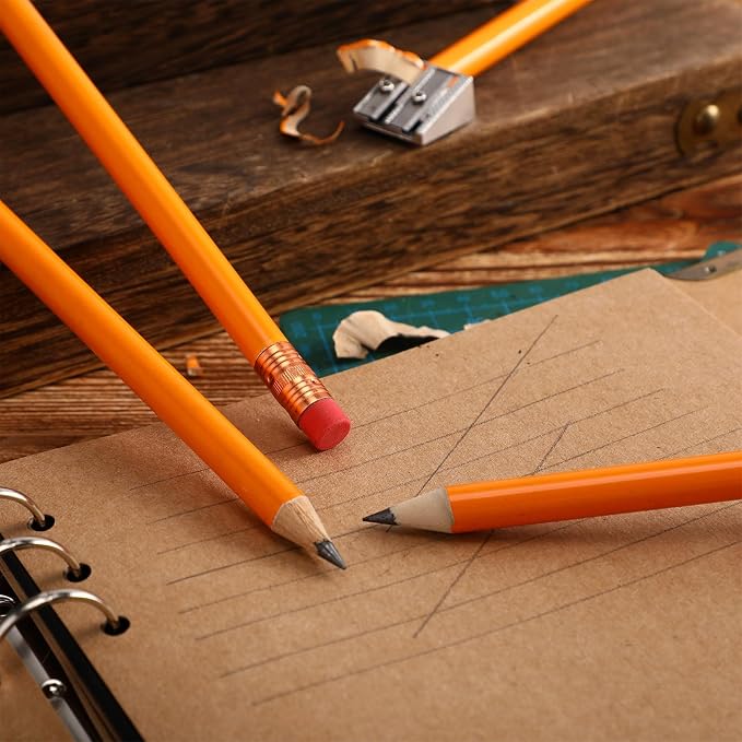 Fainne 96 Pcs Jumbo Pencil with Black Core Cedar Wooden Pencil with Eraser for Carpenters Students Teachers School Construction Woodworkers Beginners Office Workers (Orange,Classic)