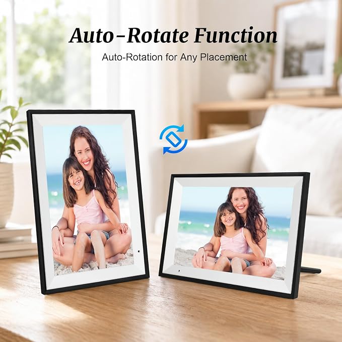 Digital Picture Frame, 10.1 Inch Digital Photo Frame with 32GB Storage, WiFi Photo Frame with 1280×800 HD IPS Touch Screen, Auto-Rotate Smart Electronic Frame, Share Photos and Videos via AiMOR App