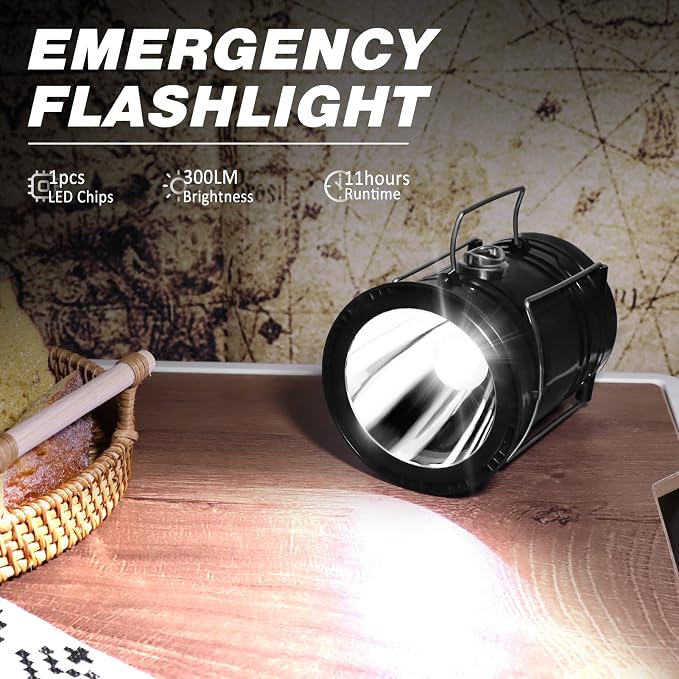 DIBMS 4-Pack Solar Camping Lantern, Collapsible LED Solar USB Rechargeable Lantern Flashlight Emergency Hanging Lights for Camping Hurricanes Power Outages Indoor Outdoor