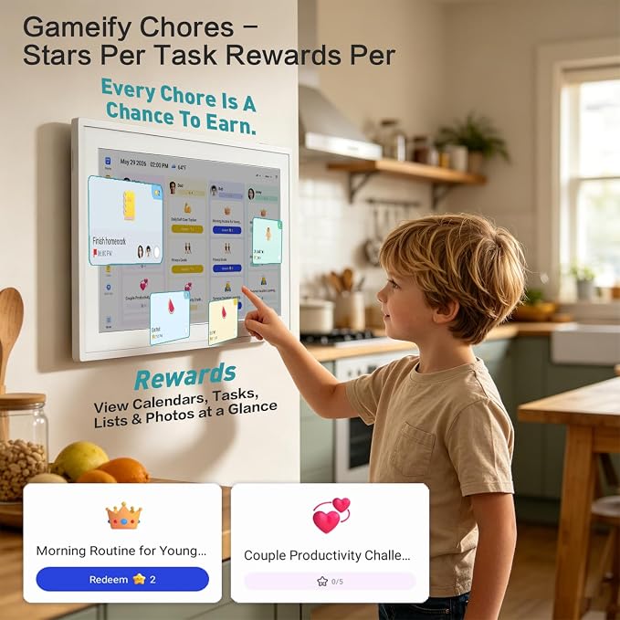15.6" Digital Calendar Electronic Calendar for Chore Chart - Touchscreen Interactive Smart Display, Meal Planner, Auto-Sync Online iCloud Outlook, Digital Photo Frame, Wall Mountable Gifts for Mom Dad