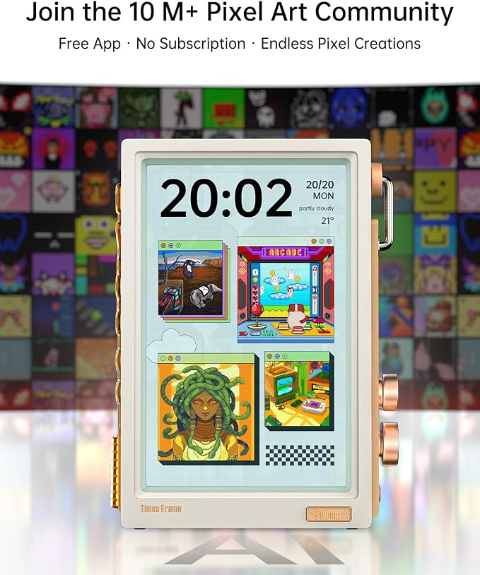 Divoom Times Frame-10.1" WiFi Digital Picture Frame with 64GB, Free App with No Subscription Fees, Supports Uploading Photos/Videos/Calendars/Weather/Sports Scores and Various DIY Content