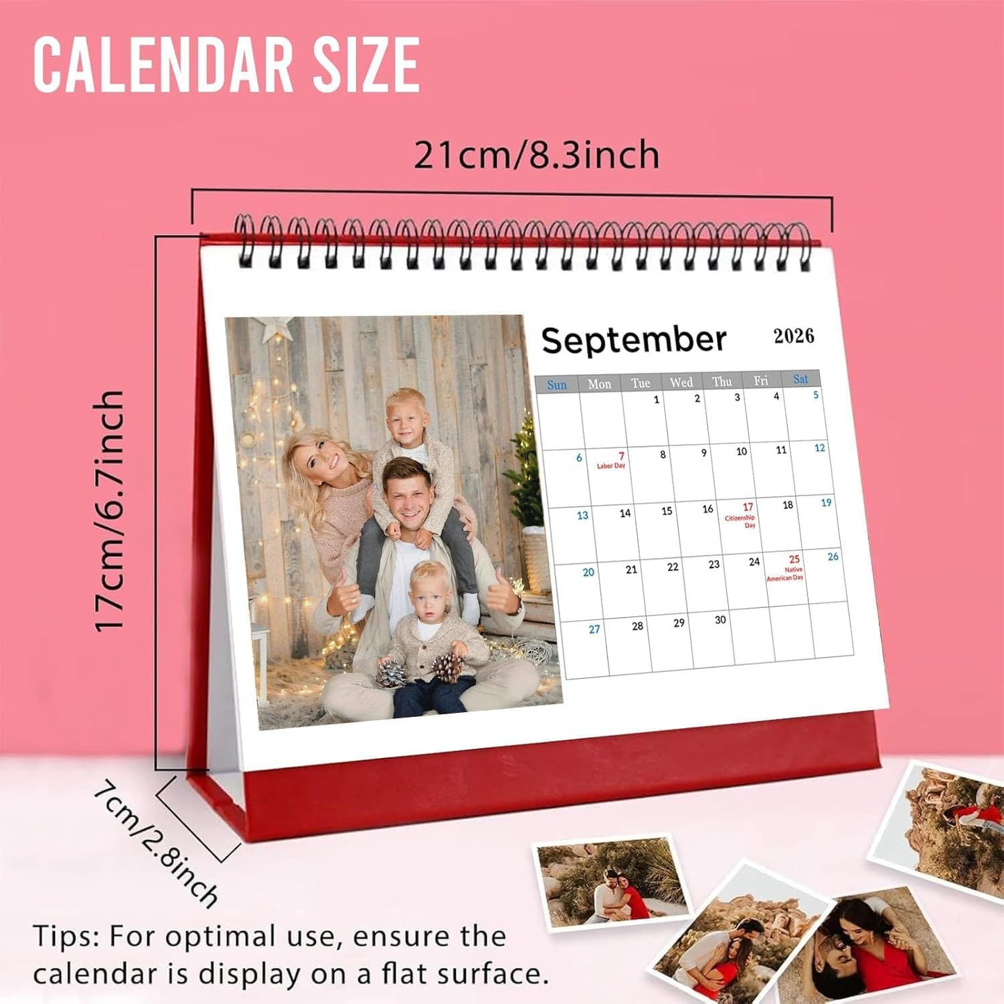Custom Calendar 2026 for Home & Office - Print Your 13 Memories,Make Your Own Personalized Calendar Customized Christmas Gift &use your photo (Desk Calendar, 3 Packs)