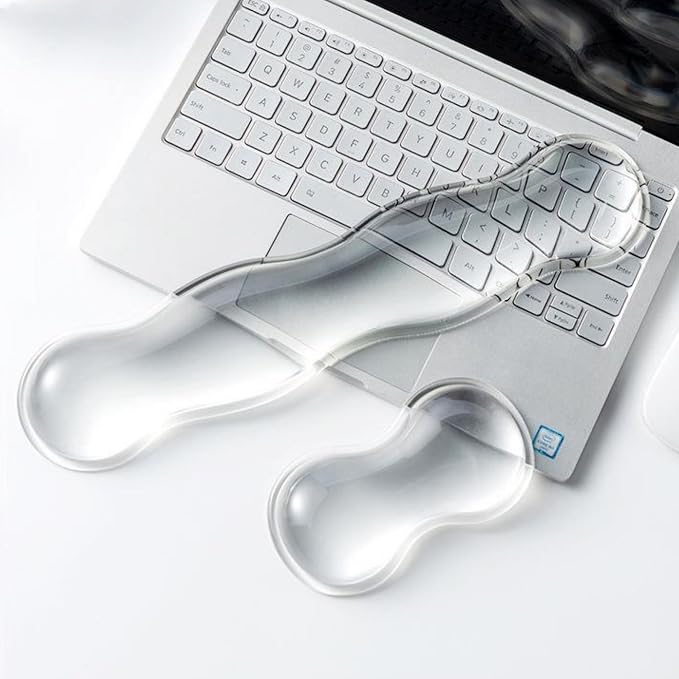 Mouse Pad with Wrist Rest, Soft Cloud Gel Keyboard Mouse Pad Set with Hand Wrist Support, Cute Non Slip Office Desk Accessories for Comfort/Pain Relief/Computer/Laptop (Clear Wave)