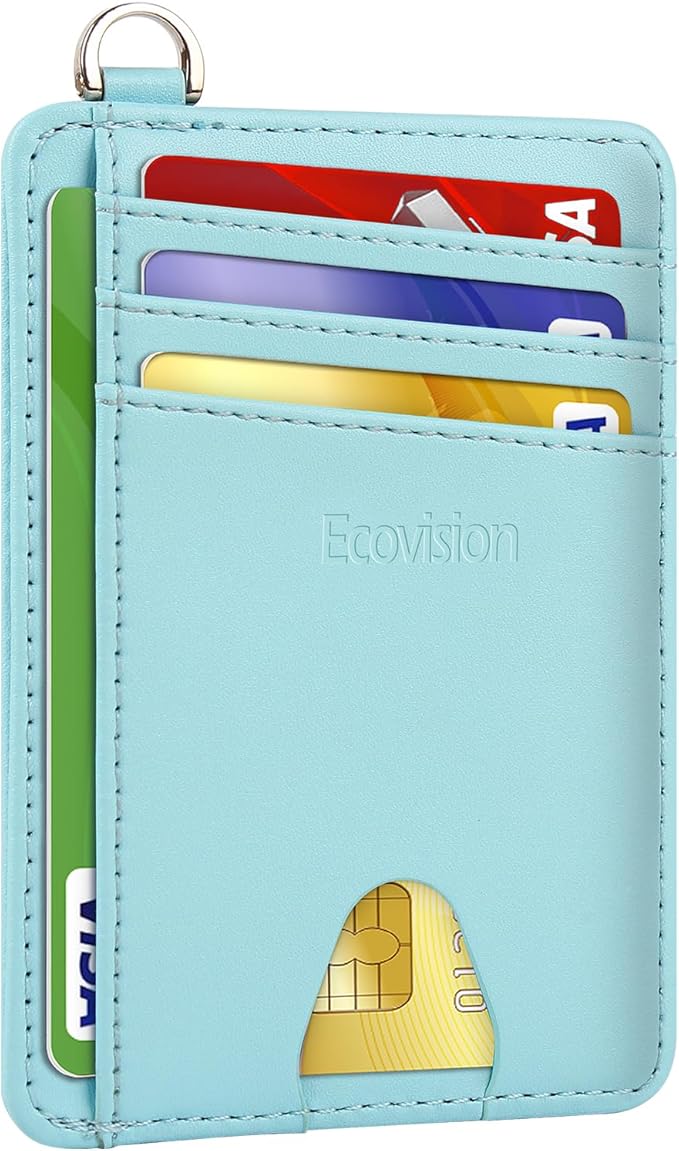 Slim Minimalist Front Pocket Wallet, RFID Blocking Credit Card Holder Wallet with Detachable D-Shackle for Men Women