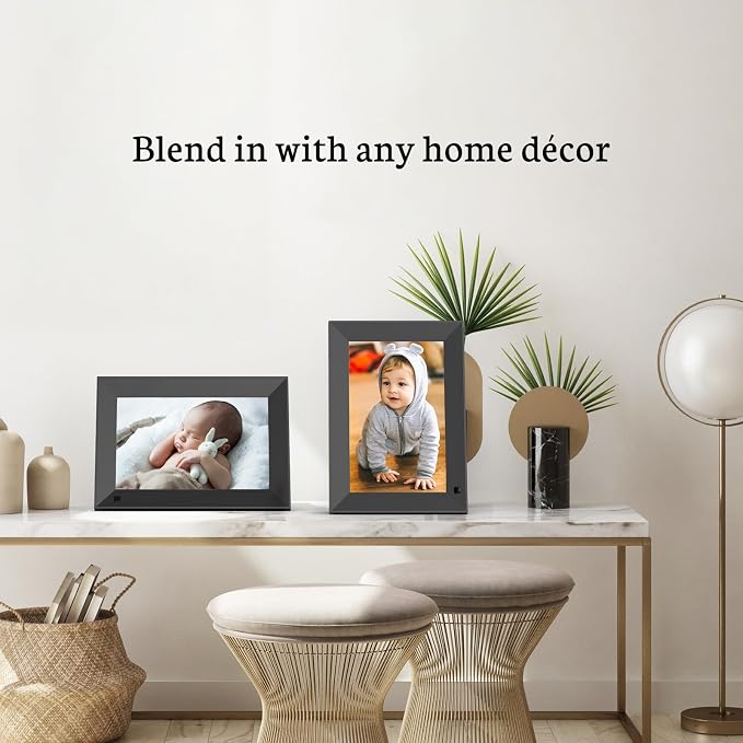 BSIMB 8 Inch Digital Picture Frame Touch Screen, 1280x800 HD WiFi Electronic Photo Web Frame Display 16GB, Share Pictures/Videos via App/USB/SD Easy Setup Gifts for Mom, Auto-Rotate, Solid Black
